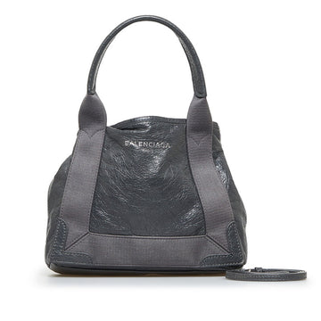 BALENCIAGA navy cabas XS handbag shoulder bag 390346 gray leather ladies