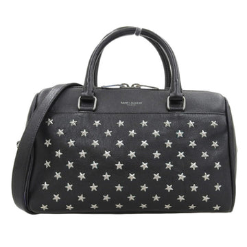 SAINT LAURENT Baby Duffle Leather Star Studded Handbag 332423 Black Ladies