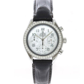 OMEGA Speedmaster Bezel Diamond 3815 70 56 Chronograph Women's Watch White Shell Dial Automatic Winding