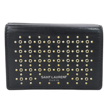 SAINT LAURENT tri-fold wallet leather black unisex