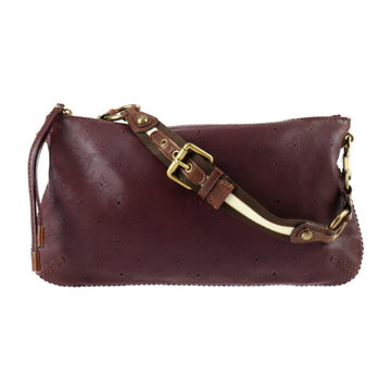 LOUIS VUITTON Cuir Pochette Onata Handbag M40003 Monogram Mahina Aubergine Purple Shoulder Bag Pouch Second