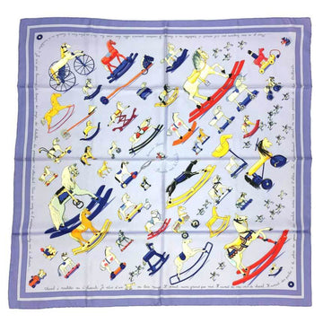 HERMES Carre 90 Scarf Muffler Raconte moi le cheval [Talking about horses] Lavender Silk aq7382