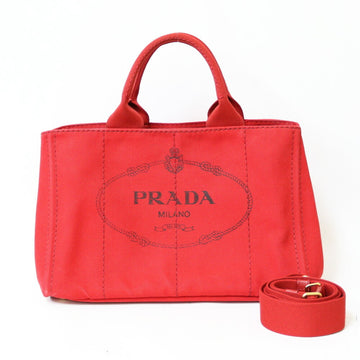Prada Handbag Shoulder Bag Kanapatoto Red Ladies Canvas