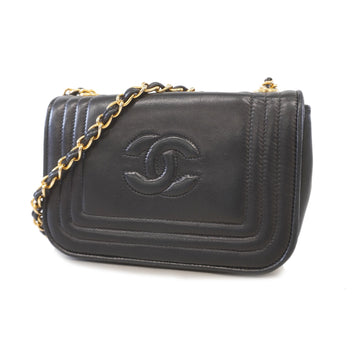 Chanel Single Chain Women's Leather Shoulder Bag Black