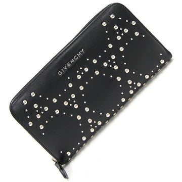 GIVENCHY Round Long Wallet BC06276632 Black Leather Studs Women's
