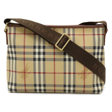 BURBERRY Nova check plaid shoulder bag PVC leather beige brown tea red