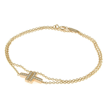 TIFFANY & Co.  K18PG Bracelet T Double Chain Diamond Pink Gold Ladies 18K K18 Accessory
