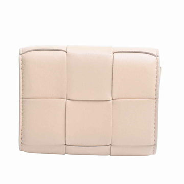 Bottega Veneta Maxi Intrecciato Leather Cassette Trifold Wallet Ivory