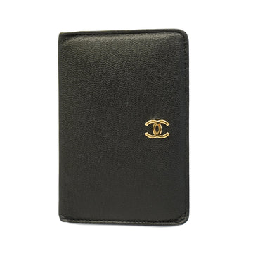 CHANELAuth  Card Case Gold Hardware Leather Black