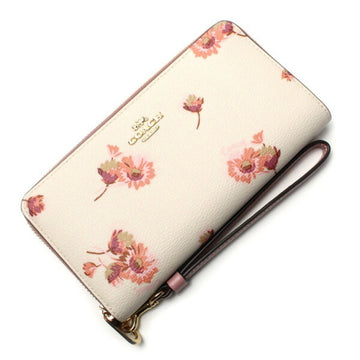 COACH Long Zip Around Wallet with Multi Floral Print Round Chalk C4455 IMCAH Women's