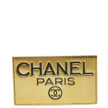 CHANEL nameplate brooch gold plated ladies