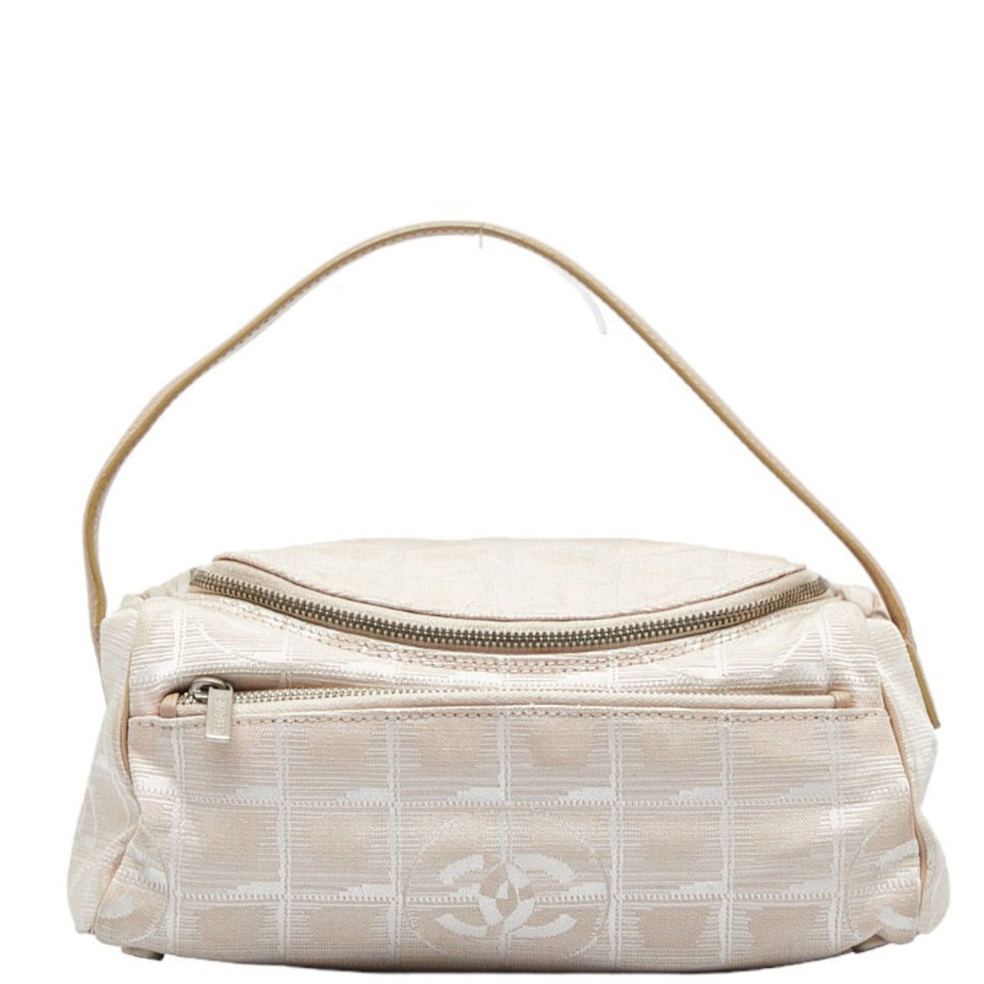 CHANEL New Line Coco Mark Vanity Bag Handbag Beige Leather