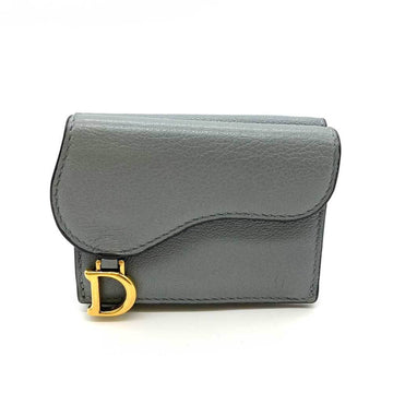 CHRISTIAN DIOR Wallet Saddle Gray Trifold W Small Flap D Motif Women's Leather S5653CBAA ChristianDior