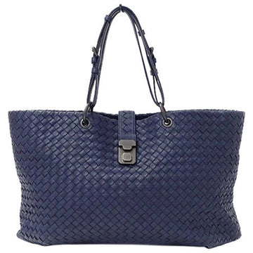 Bottega Veneta Women's Tote Bag Shoulder Intrecciato Leather Navy Blue