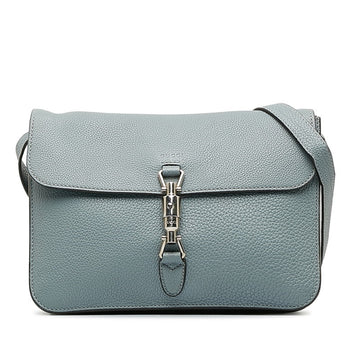 GUCCI New Jackie Shoulder Bag 362971 Light Blue Gray Leather Women's