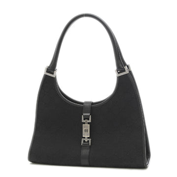 Gucci GG Pattern Jackie Handbag Canvas Leather Black 1719