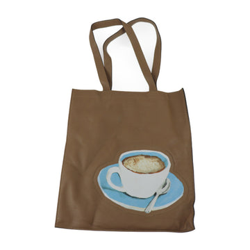 FENDI Tote Bag 7VA426 Leather Brown Series Shoulder Coffee Cup Pattern