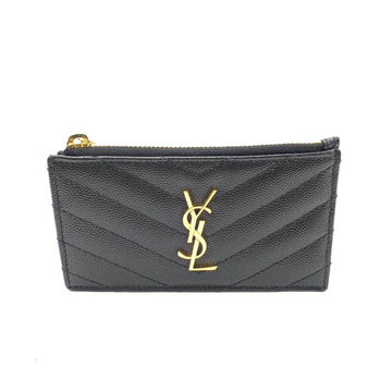 SAINT LAURENT Wallet Monogram Fragment Case Black Coin Card YSL Square Zip Ladies Leather 607915 SAINTLAURENT