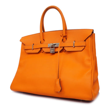 Hermes handbag Birkin 35 ???I engraved Vo Epsom orange silver metal