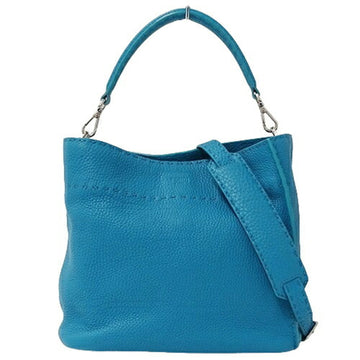 FENDI Bag Ladies Brand Shoulder 2way Leather Selleria Anna Small Turquoise Blue 8BT218