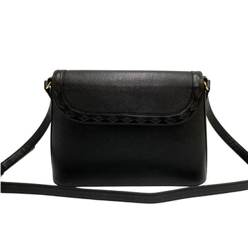 YVES SAINT LAURENT Leather Genuine Mini Shoulder Bag Pochette Sacoche Black