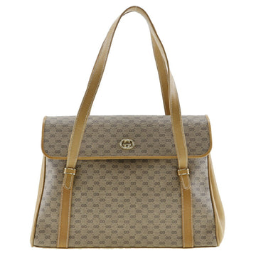 GUCCI Old  Handbag Micro GG 46.000.4857 PVC Coated Canvas Made in Italy Beige Shoulder Magnetic Type Women's