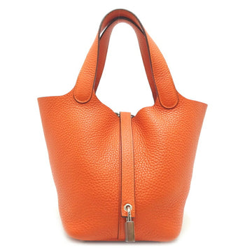 Hermes picotin lock PM T engraved (made in 2015) ladies handbag taurillon orange poppy x palladium metal fittings