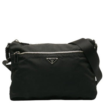 PRADA Shoulder Bag Black Nylon Leather Women's