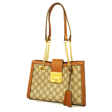 GUCCIAuth  Padlock Shoulder Bag 498156 Women's GG Supreme Beige Brown