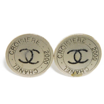 CHANEL Earrings Round CROISIERE Coco Mark Matte Silver 2000 00C Vintage CC Ladies Accessories Jewelry