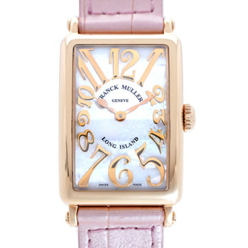 FRANCK MULLER Long Island Relief Solid Gold 902RELMOP Quartz Watch K18PG 750 Pink White Shell 0089 Ladies
