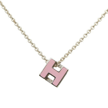 HERMES H Cube Necklace Pink Metal SV925 Silver Ladies