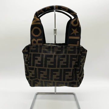 FENDI 2151/26541/009 Mini Handbag Pouch Zucca Nylon Canvas Khaki Brown