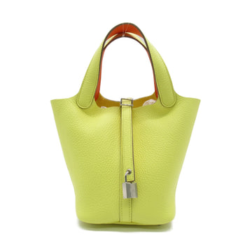 HERMES Picotin Rock Eclat PM Tote Bag Yellow Taurillon Clemence leather