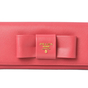 PRADA wallet pass  long 1M1132 SAFFIANO FIOCCO embossed leather PEONIA