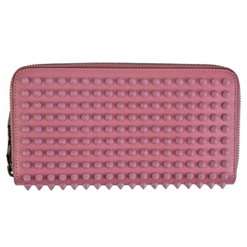 CHRISTIAN LOUBOUTIN Panettone Round Long Wallet with Coin Purse Studded Pink 3135058