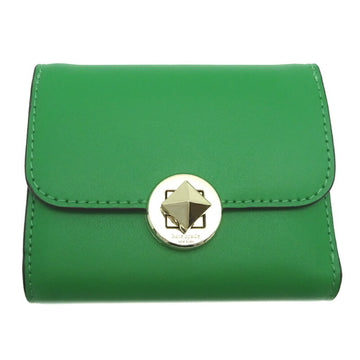 KATE SPADE Audrey Turnlock Wallet Women's Trifold Leather Green