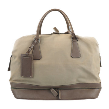 PRADA handbag VS0065 canvas buffalo leather khaki brown Boston bag