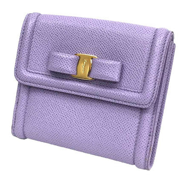 Salvatore Ferragamo Vara Ribbon Folding Wallet Leather Purple Ladies
