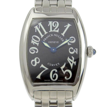 FRANCK MULLER Tonneau curvex 1752QZ stainless steel quartz analog display ladies black dial watch