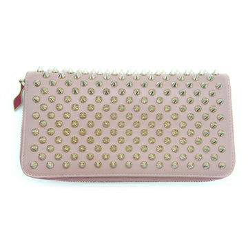 CHRISTIAN LOUBOUTIN Panettone Spike Studs Round Zip Long Wallet Pink 1165065 Y03252