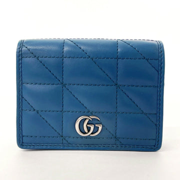 GUCCI GG Marmont Compact Wallet 466492 Bifold Leather Blue Ladies