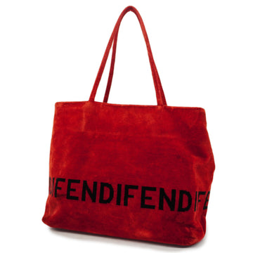 FENDIAuth  Logo Velor Women's Tote Bag Red Color