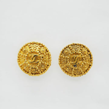 CHANEL Coco Round Earrings Brion Gold