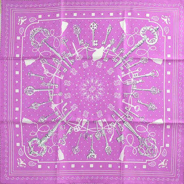 HERMES scarf bandana Carre 55 Les Cles silk purple system unisex