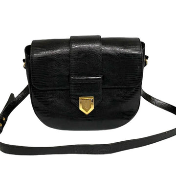 SAINT LAURENT Yves  Vintage YSL Logo Metal Fittings Leather Genuine Shoulder Bag Black