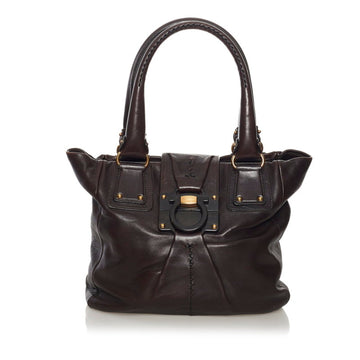 Salvatore Ferragamo Gancini Handbag Tote Bag FH21 B333 Brown Leather Ladies