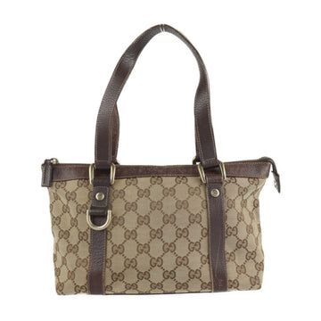 Gucci handbag 141471 GG canvas leather beige brown gold hardware tote bag