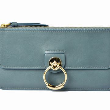 CHLOE Wallet Multi Pouch Slim Zip Long Smartphone Case TESS Ladies Leather Ash Blue