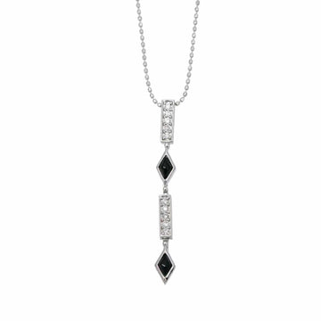 Lanvin diamond 0.10ct onyx necklace 45cm K18 WG white gold 750 Diamond Onyx Necklace